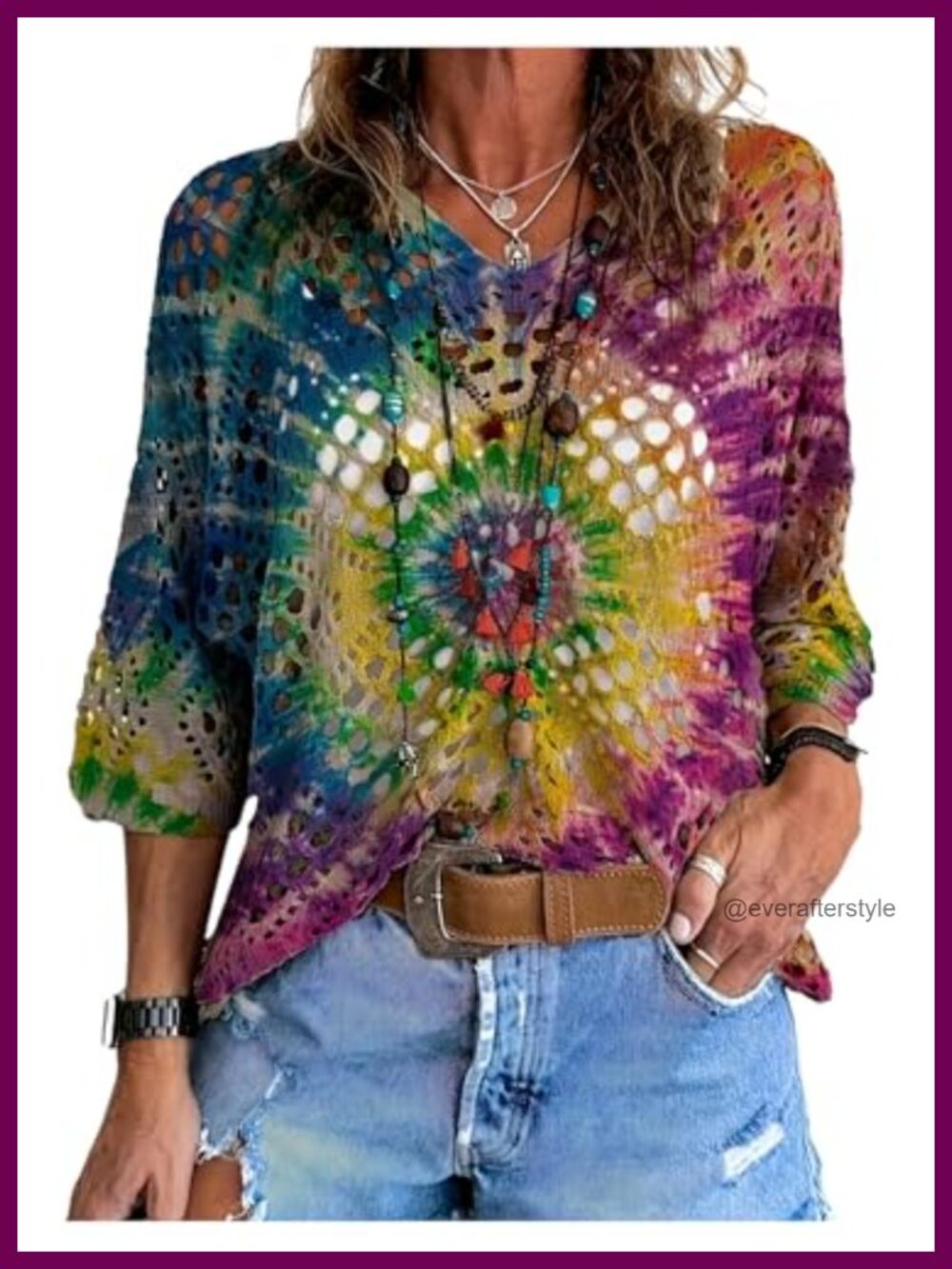 V-neck lightweight summer sweater beach cover up boho